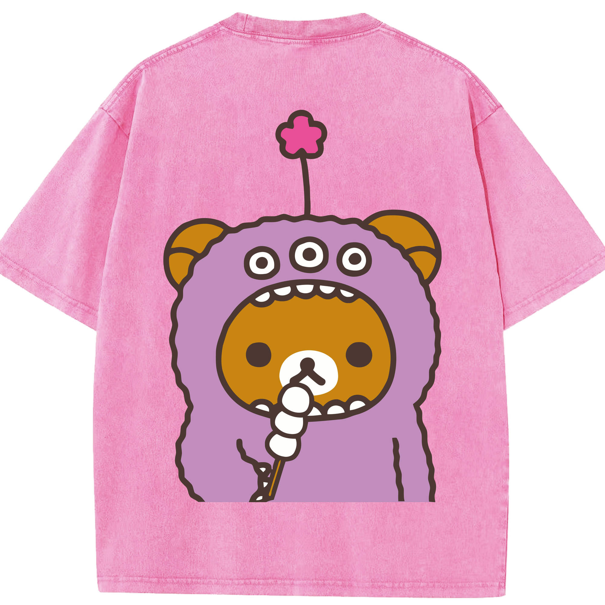 （画像用） リラックマ リラックマ キイロイトリ Rilakkuma Korilakkuma Kiiroitori 綿100% ヴィンテージ風 半袖Tシャツ（背面プリント）